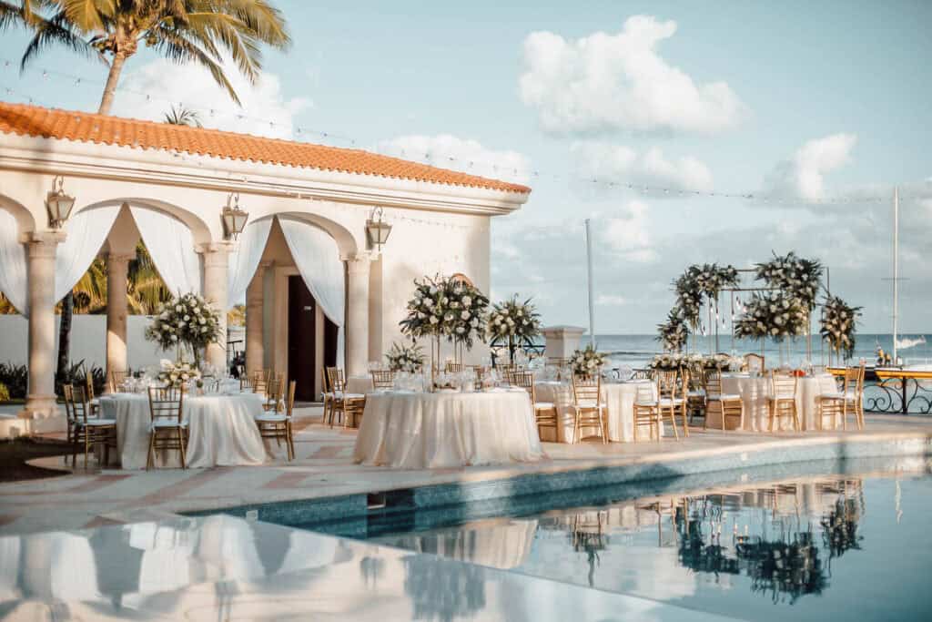 destination wedding welcome party setup